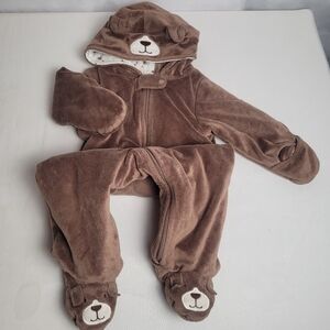 Carter's Just One You Brown Puppydog Hooded Fullzip Footed Warm Suit Size 9M